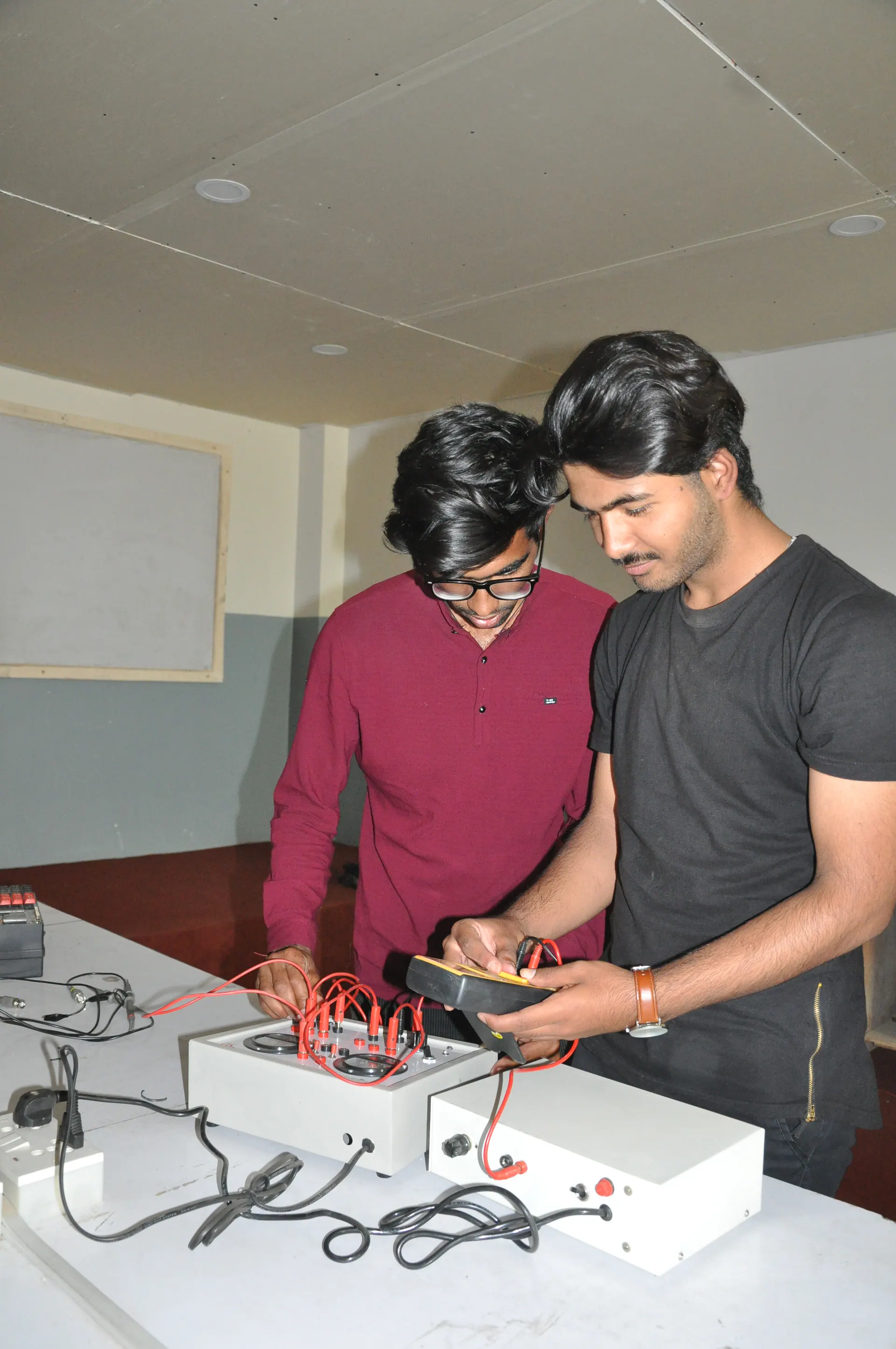 Close view of electronics laboratory measurement equipment