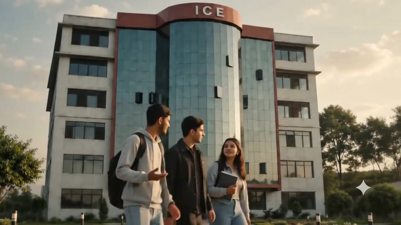 Students outside the ICE campus building in Tathali, Bhaktapur